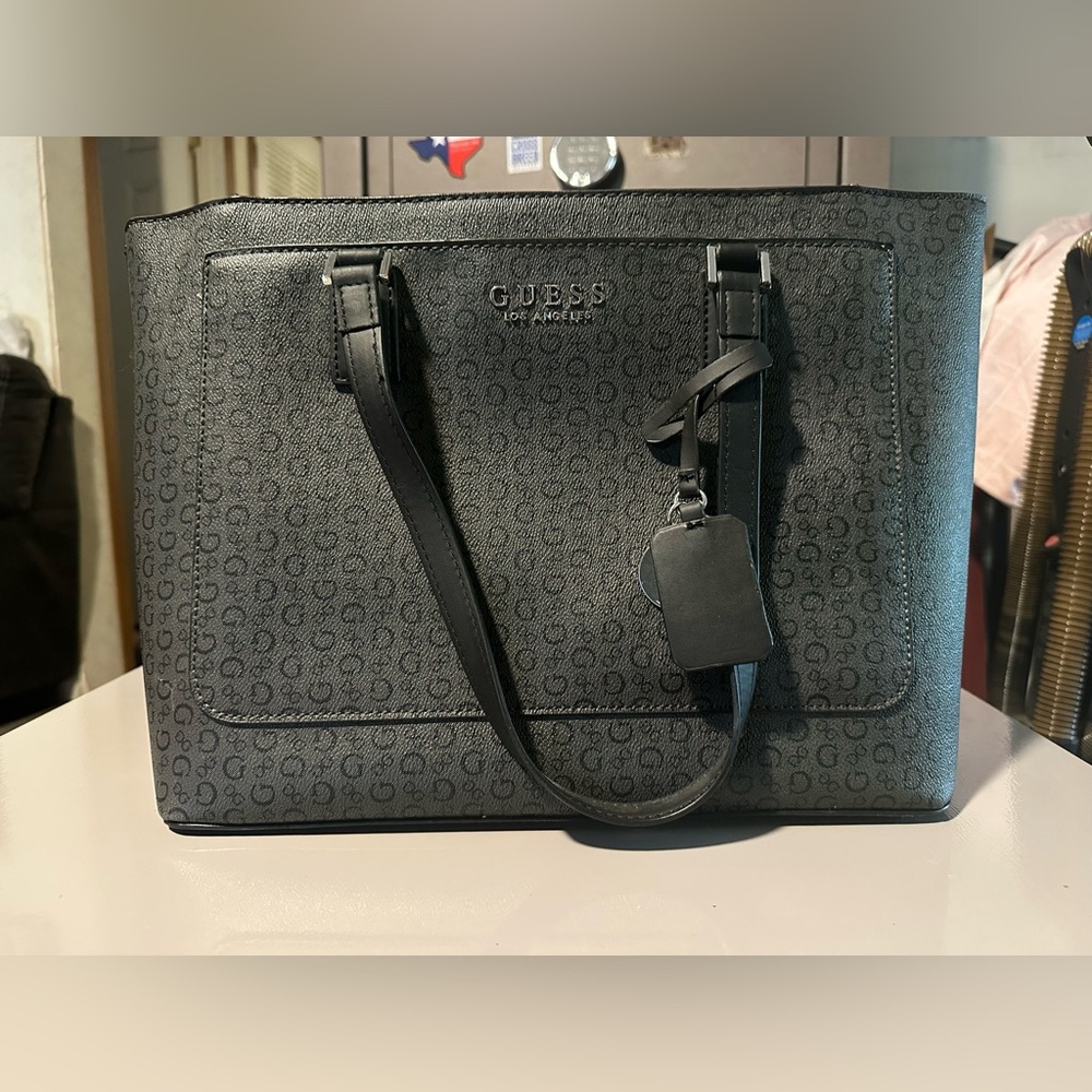 Guess Thornhill Signature Tote with Matching Wallet and Organizer - Coal